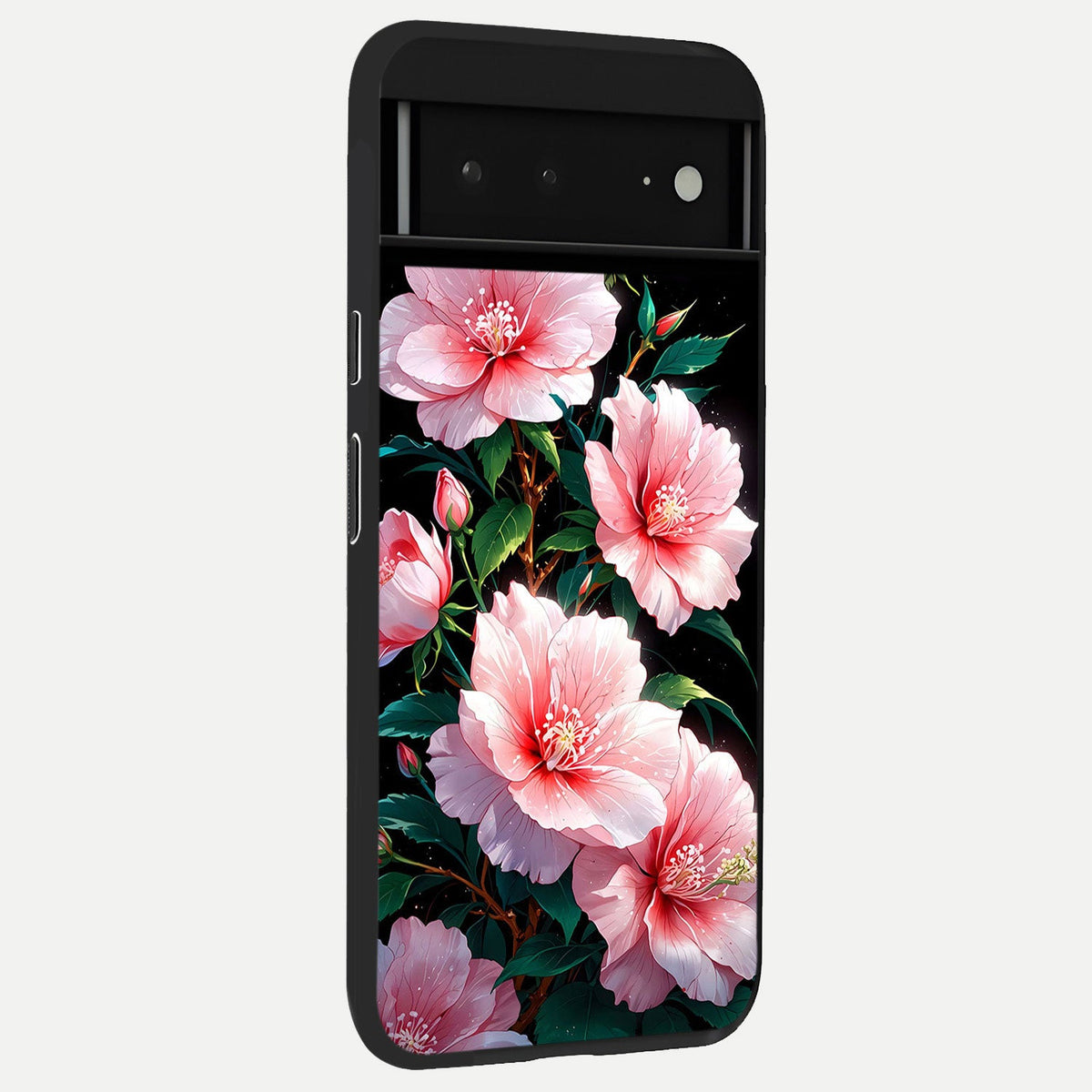  Pink And White Marble back cover For Google Pixel 6A slim fit glass case with vibrant aesthetic design