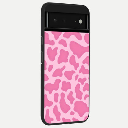  Pink Moo Magic back cover For Google Pixel 6A slim fit glass case with vibrant aesthetic design