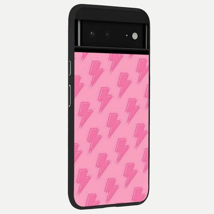  Pink Power Sparks back cover For Google Pixel 6A slim fit glass case with vibrant aesthetic design