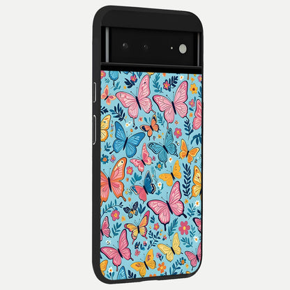  Spring Wing Garden back cover For Google Pixel 6A slim fit glass case with vibrant aesthetic design
