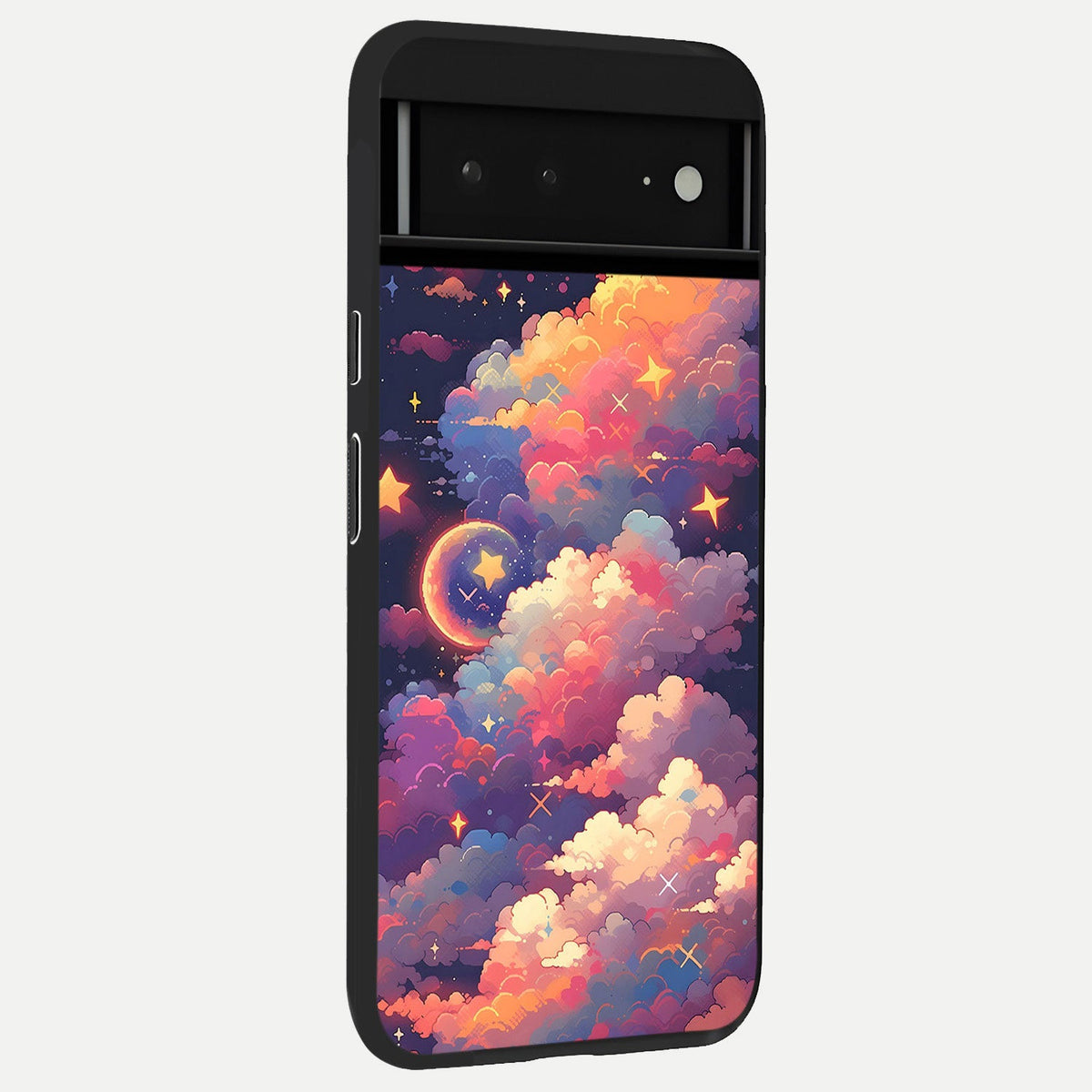  Starlit Dream Clouds back cover For Google Pixel 6A slim fit glass case with vibrant aesthetic design
