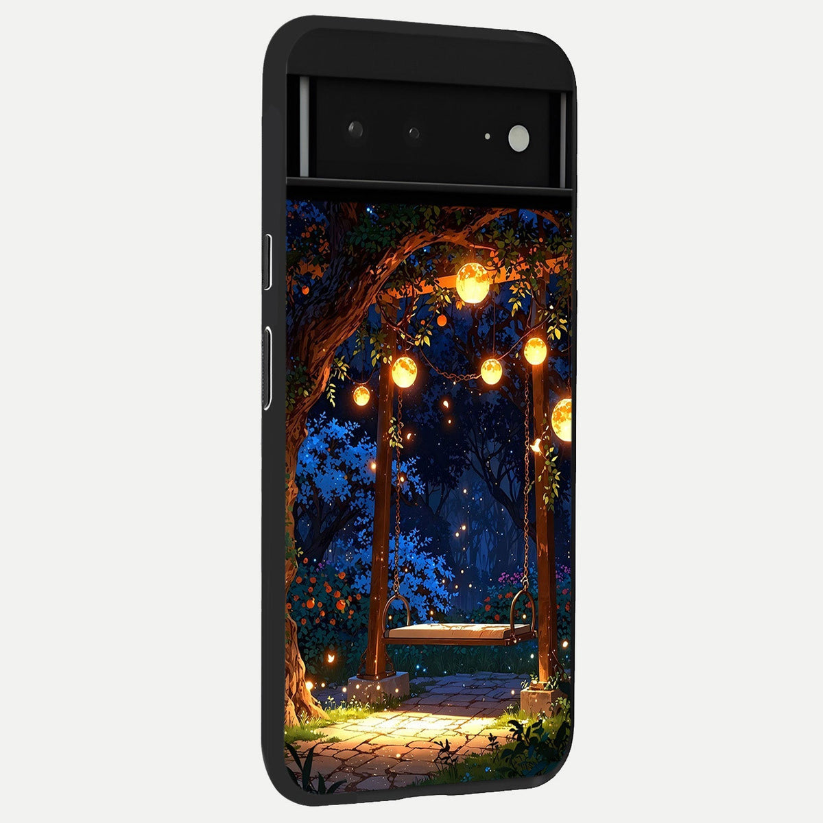  Twilight Garden Swing back cover For Google Pixel 6A slim fit glass case with vibrant aesthetic design