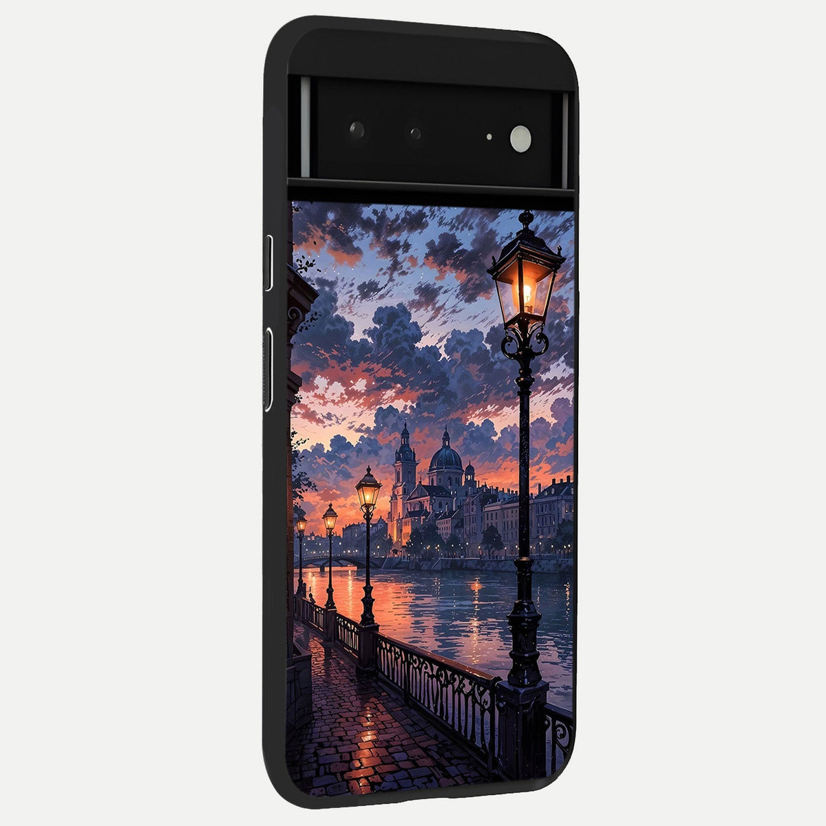  Twilight River Lights back cover For Google Pixel 6A slim fit glass case with vibrant aesthetic design