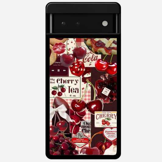  Aesthetic Cherry Tea Glass Case For Google Pixel 6 back cover – full design glossy printed glass finish