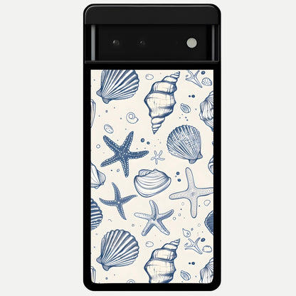  Blue Ocean Outline Glass Case For Google Pixel 6 back cover – full design glossy printed glass finish
