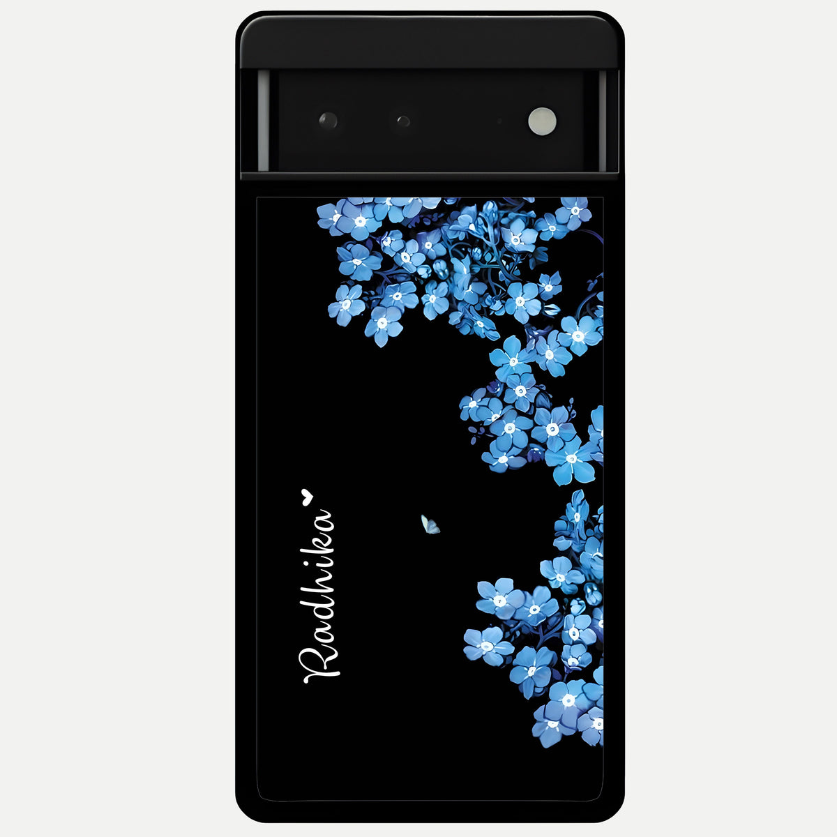  Blue Petal Dream Custom Name Glass Case For Google Pixel 6 back cover – full design glossy printed glass finish