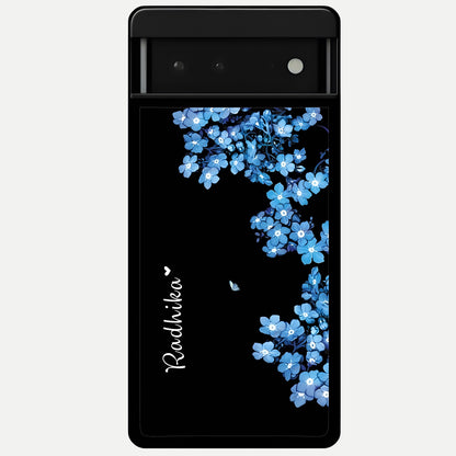  Blue Petal Dream Custom Name Glass Case For Google Pixel 6 back cover – full design glossy printed glass finish