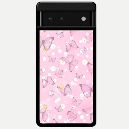  Blush Butterfly Garden Glass Case For Google Pixel 6 back cover – full design glossy printed glass finish