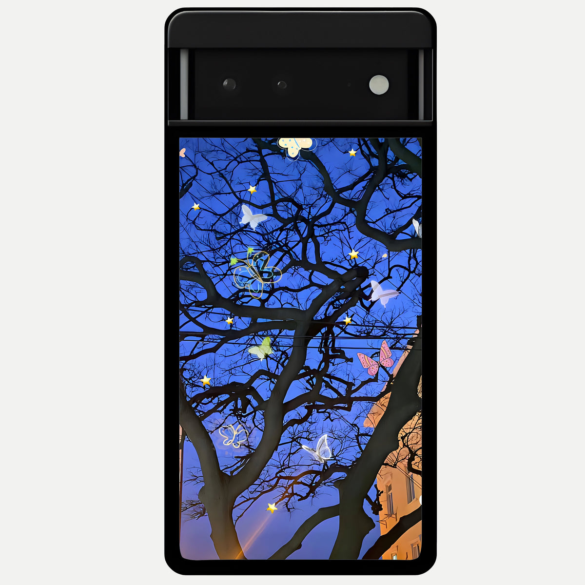  Butterfly Night Magic Glass Case For Google Pixel 6 back cover – full design glossy printed glass finish
