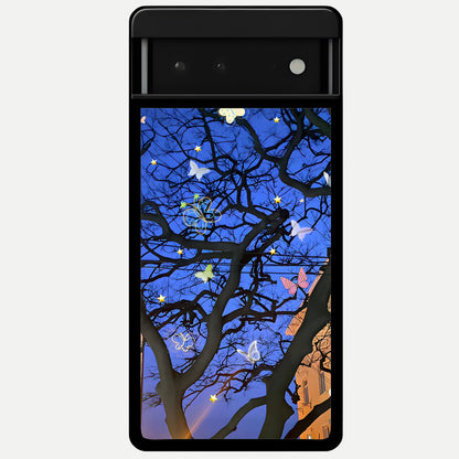  Butterfly Night Magic Glass Case For Google Pixel 6 back cover – full design glossy printed glass finish