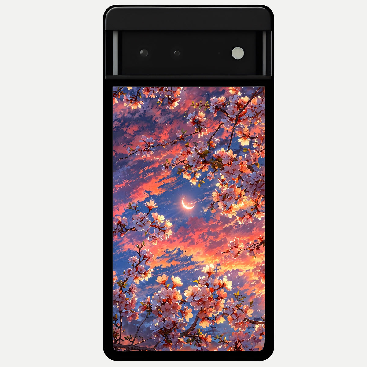  Celestial Sakura Sunset Glass Case For Google Pixel 6 back cover – full design glossy printed glass finish