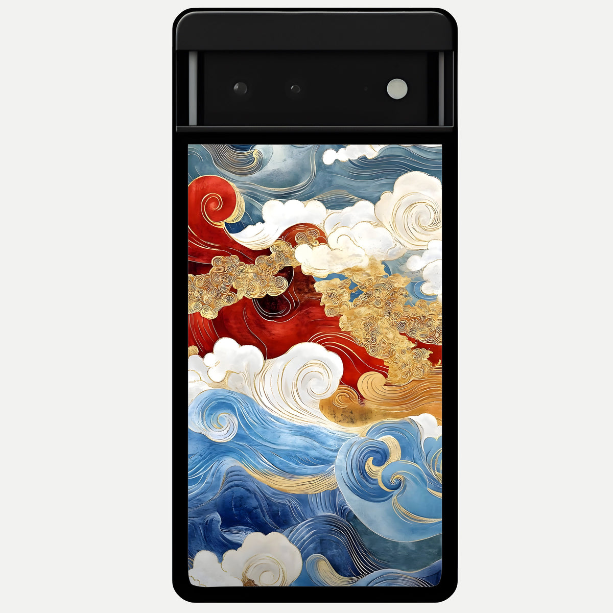  Colored Waves Glass Case For Google Pixel 6 back cover – full design glossy printed glass finish