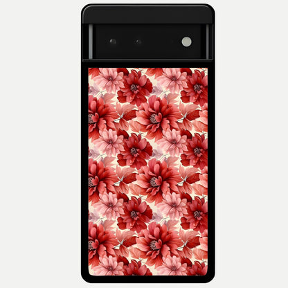  Crimson Love Petals Glass Case For Google Pixel 6 back cover – full design glossy printed glass finish
