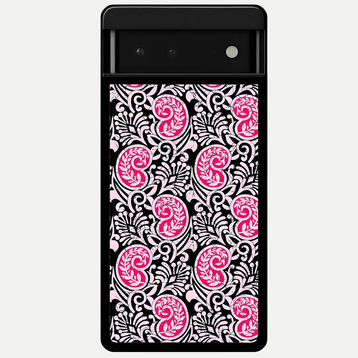  Crimson Paisley Charm Glass Case For Google Pixel 6 back cover – full design glossy printed glass finish