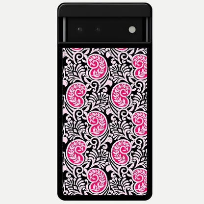  Crimson Paisley Charm Glass Case For Google Pixel 6 back cover – full design glossy printed glass finish