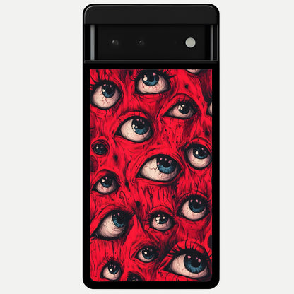  Crimson Watch Eyes Glass Case For Google Pixel 6 back cover – full design glossy printed glass finish