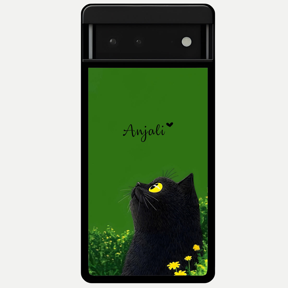  Emerald Cat Custom Name Glass Case For Google Pixel 6 back cover – full design glossy printed glass finish