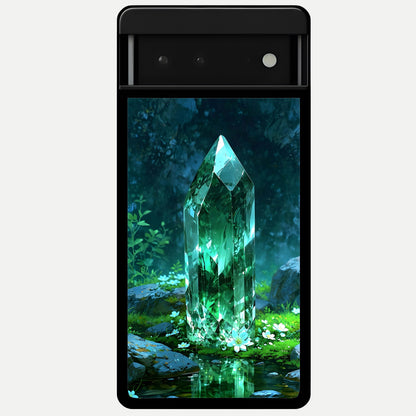  Emerald Light Crystal Glass Case For Google Pixel 6 back cover – full design glossy printed glass finish