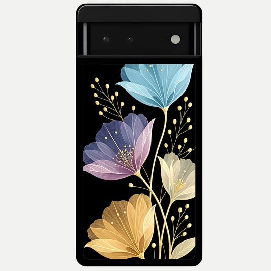  Flower Bloom Glow Glass Case For Google Pixel 6 back cover – full design glossy printed glass finish