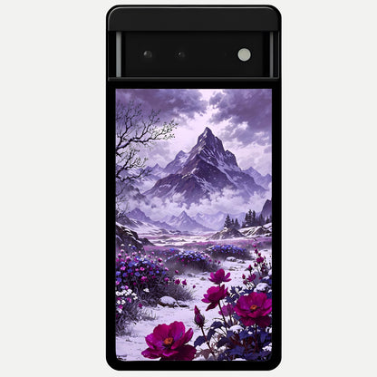  Flower Mountain View Glass Case For Google Pixel 6 back cover – full design glossy printed glass finish