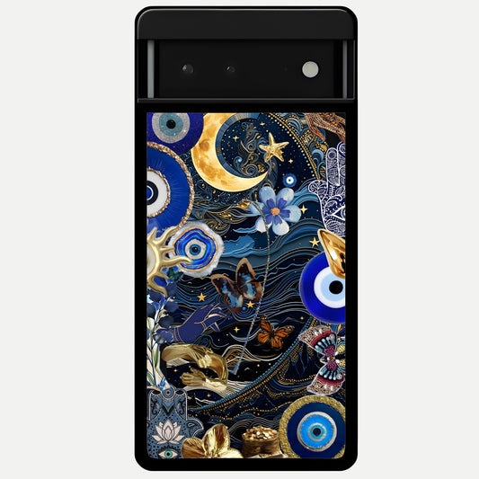  Golden Moon Magic Glass Case For Google Pixel 6 back cover – full design glossy printed glass finish