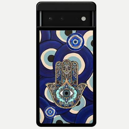  Hamsa Divine Guard Glass Case For Google Pixel 6 back cover – full design glossy printed glass finish