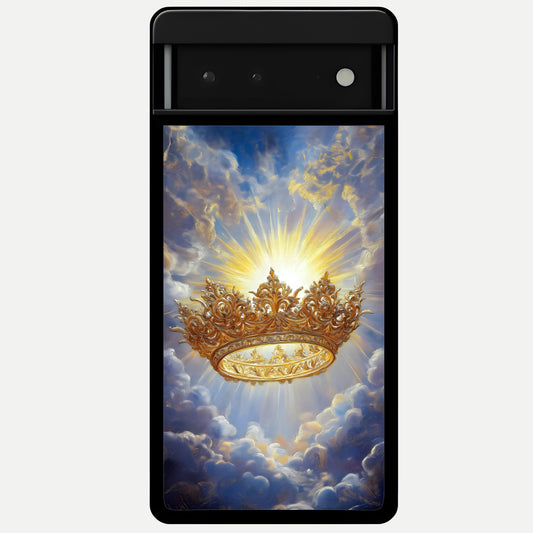  Heavenly Crown Light Glass Case For Google Pixel 6 back cover – full design glossy printed glass finish