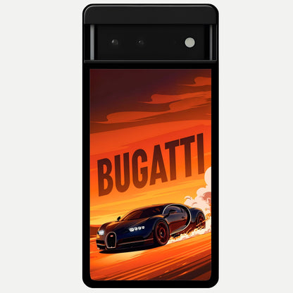  Inferno Bugatti Storm Glass Case For Google Pixel 6 back cover – full design glossy printed glass finish