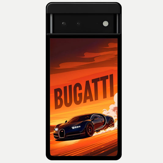  Inferno Bugatti Storm Glass Case For Google Pixel 6 back cover – full design glossy printed glass finish