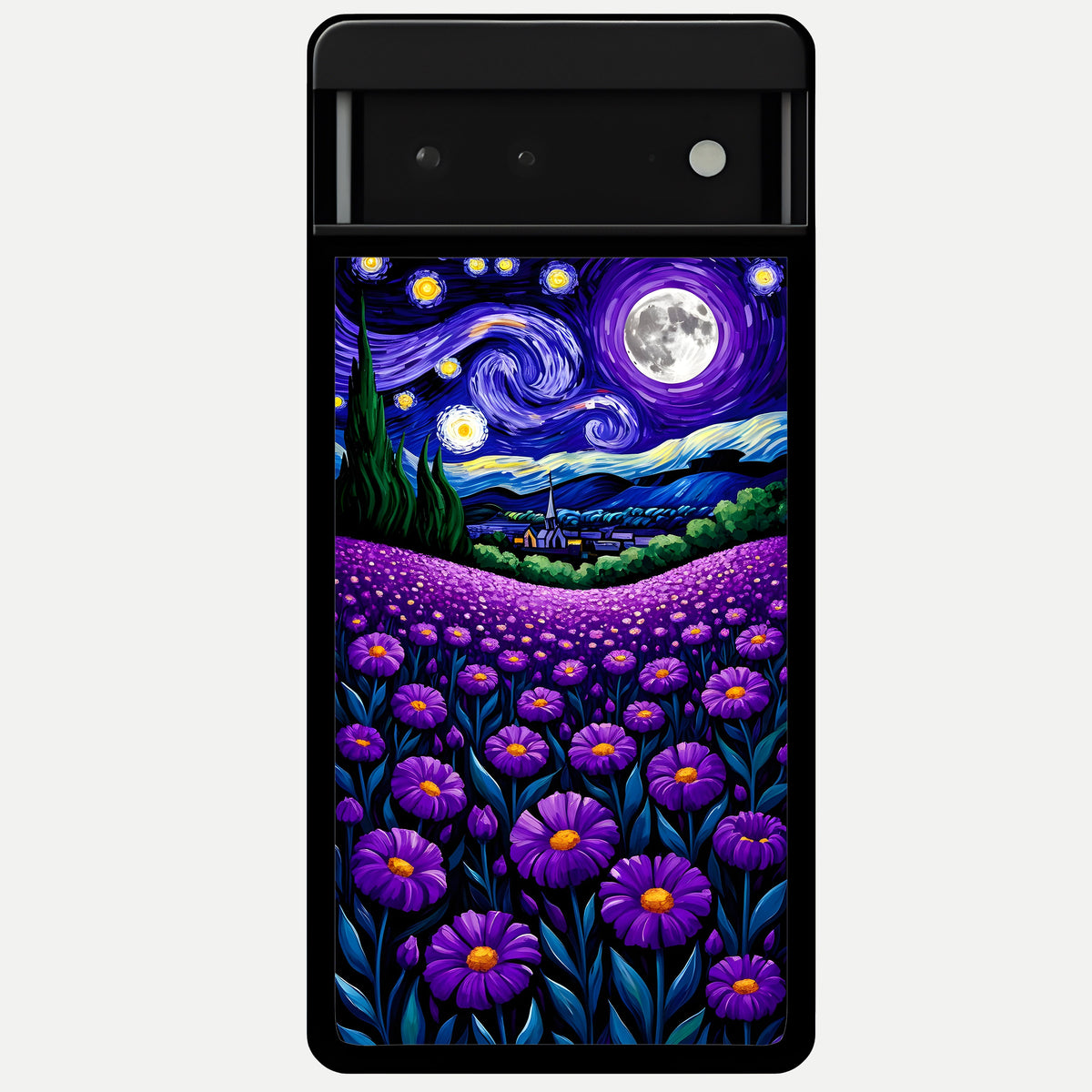  Lavender Moon Field Glass Case For Google Pixel 6 back cover – full design glossy printed glass finish