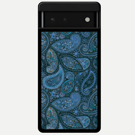  Midnight Paisley Glow Glass Case For Google Pixel 6 back cover – full design glossy printed glass finish