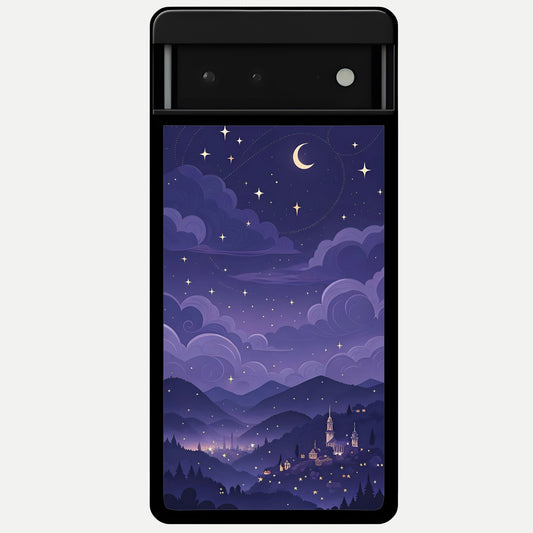  Minimal Night View Glass Case For Google Pixel 6 back cover – full design glossy printed glass finish