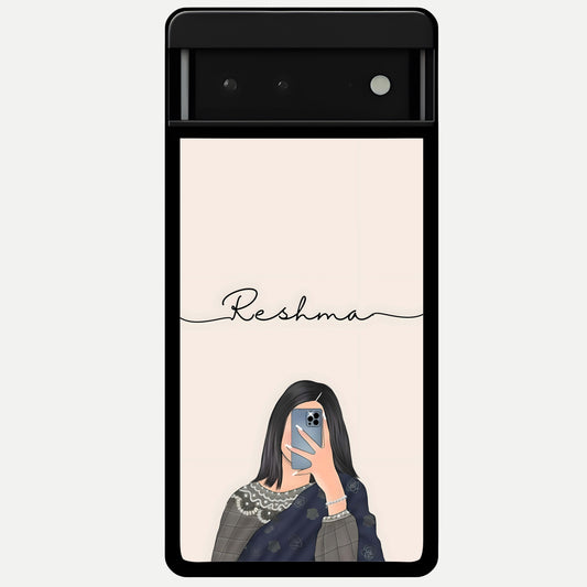  Mirror Mood Muse With Custom Name Glass Case For Google Pixel 6 back cover – full design glossy printed glass finish