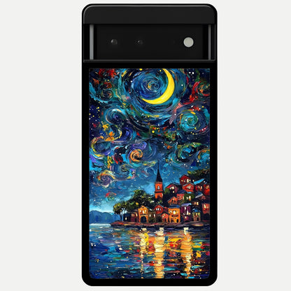  Moonlight Harbor Glow Glass Case For Google Pixel 6 back cover – full design glossy printed glass finish