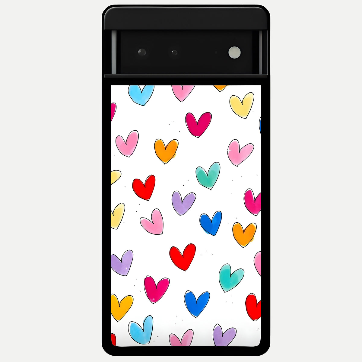  Playful Love Doodles Glass Case For Google Pixel 6 back cover – full design glossy printed glass finish