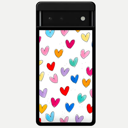 Playful Love Doodles Glass Case For Google Pixel 6 back cover – full design glossy printed glass finish