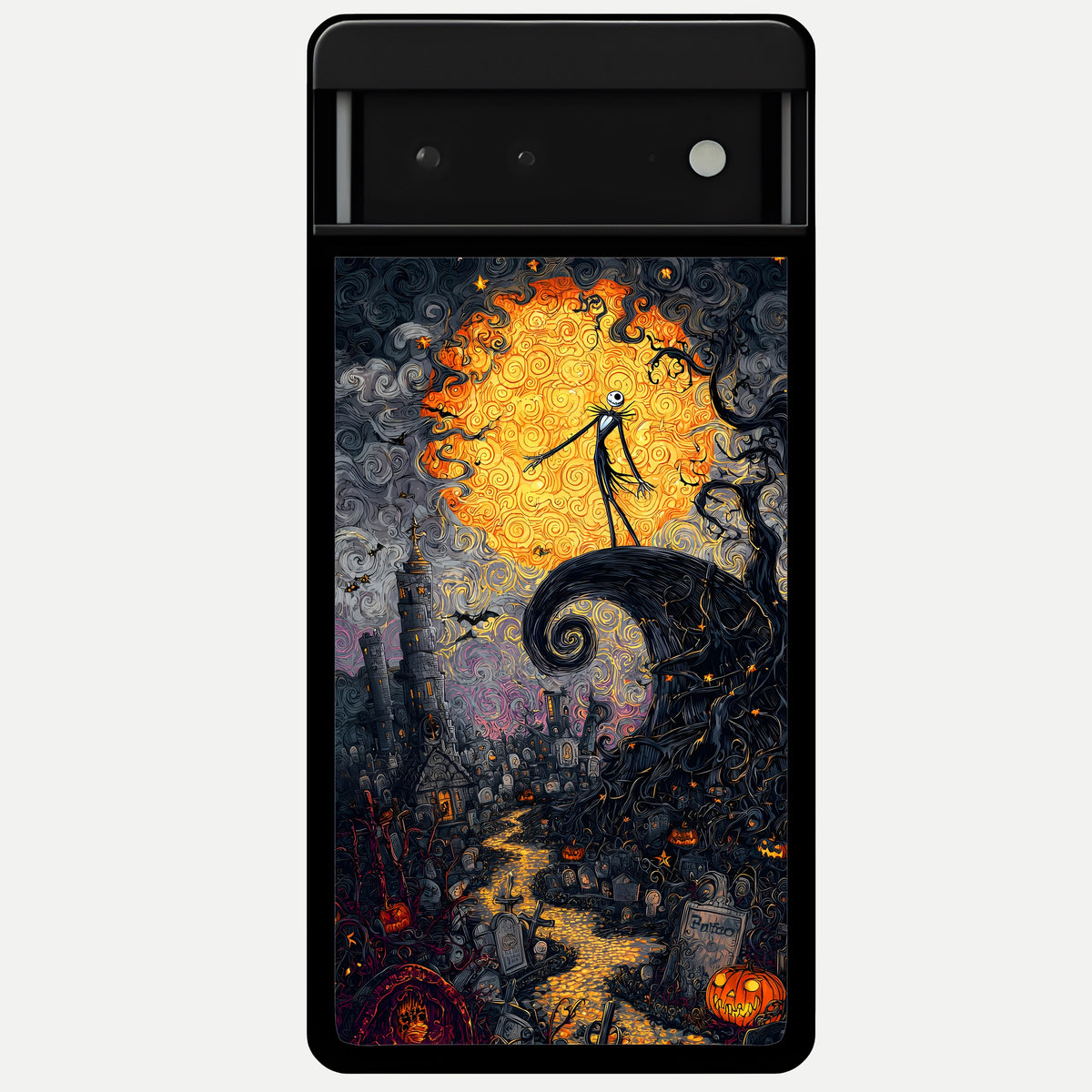  Pumpkin Moonlight Tale Glass Case For Google Pixel 6 back cover – full design glossy printed glass finish