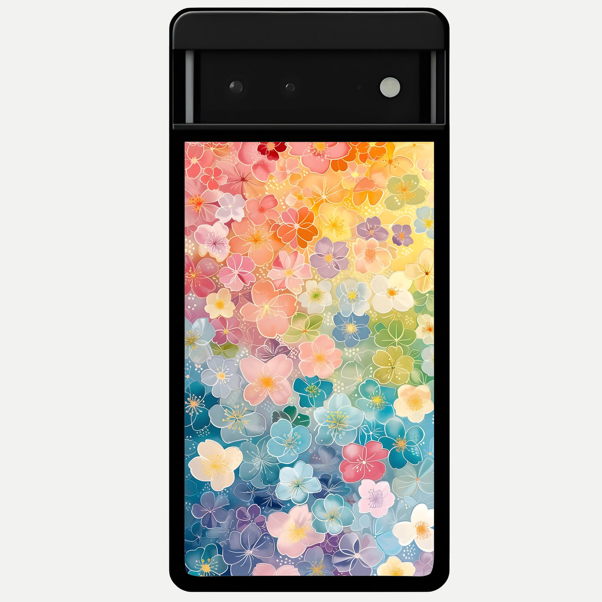  Rainbow Blossom Burst Glass Case For Google Pixel 6 back cover – full design glossy printed glass finish