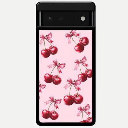  Red Cherries Pattern Glass Case For Google Pixel 6 back cover – full design glossy printed glass finish