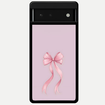 Soft Blush Bow Glass Case For Google Pixel 6 back cover – full design glossy printed glass finish