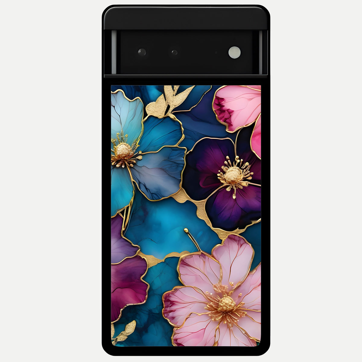  Sparkle Floral Glass Case For Google Pixel 6 back cover – full design glossy printed glass finish