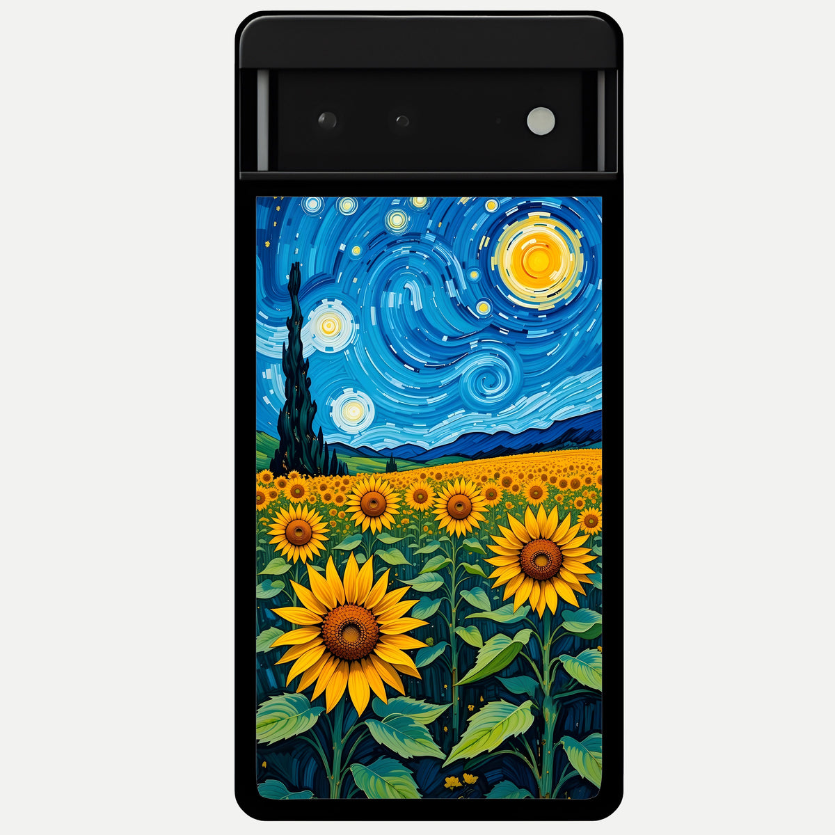  Starry Sunflower Dreams Glass Case For Google Pixel 6 back cover – full design glossy printed glass finish