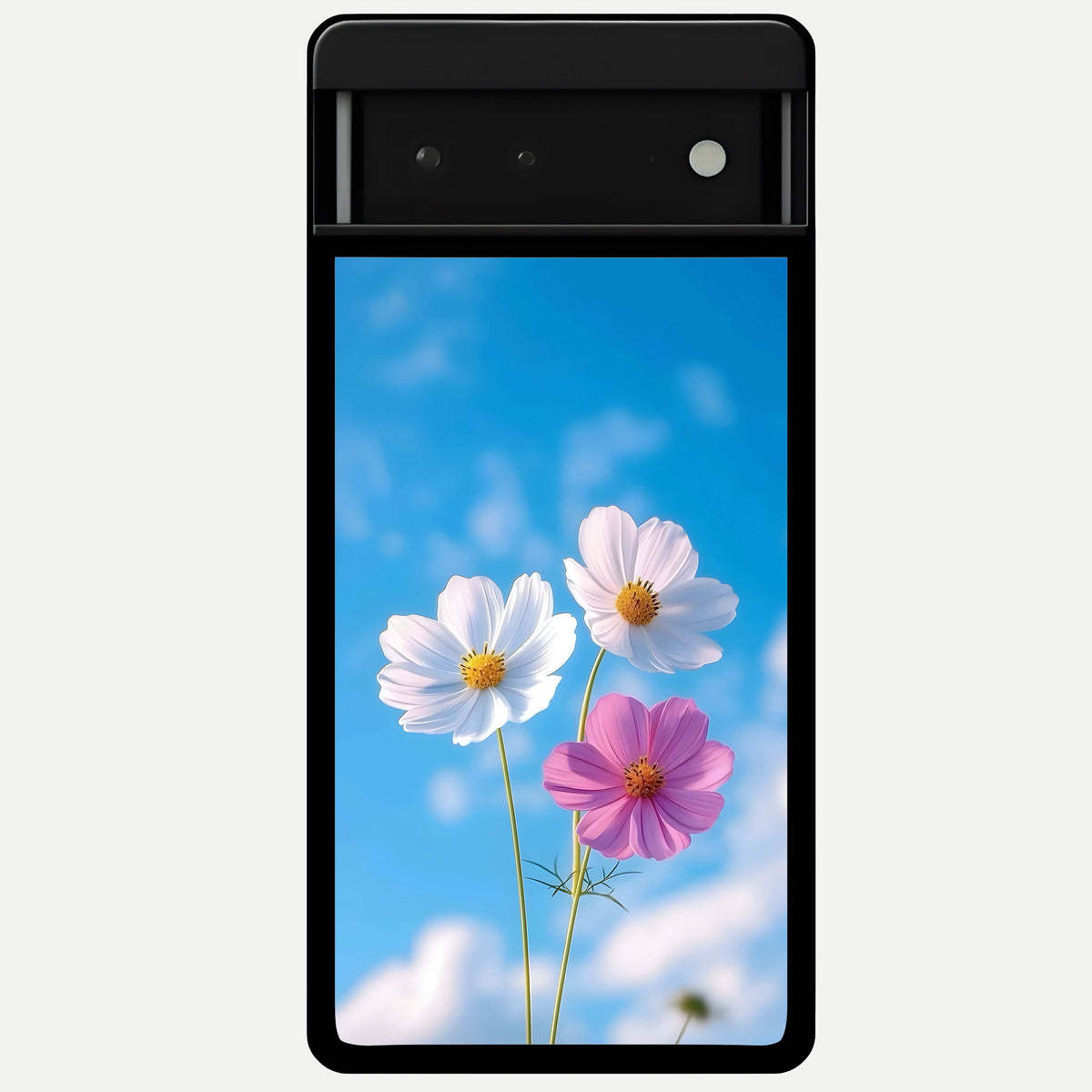  Tripple Flowers With Sky Glass Case For Google Pixel 6 back cover – full design glossy printed glass finish