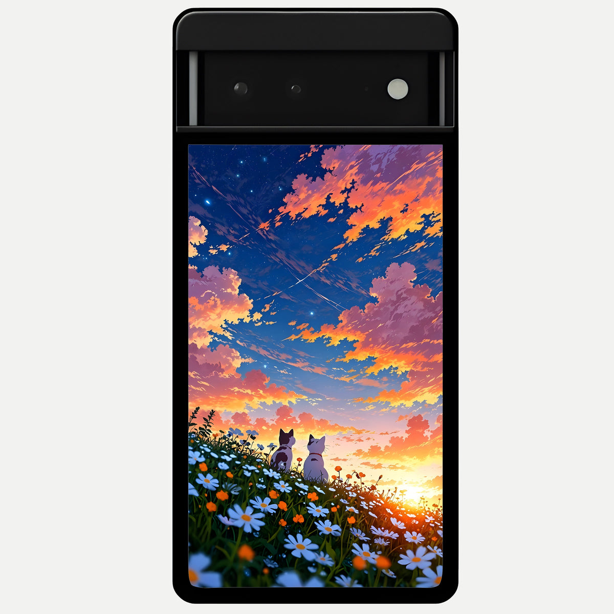  Two Cats Friends Glass Case For Google Pixel 6 back cover – full design glossy printed glass finish