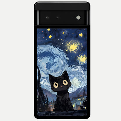  Van Gogh Cat Glass Case For Google Pixel 6 back cover – full design glossy printed glass finish