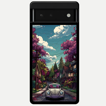  Vintage Street Drive Glass Case For Google Pixel 6 back cover – full design glossy printed glass finish
