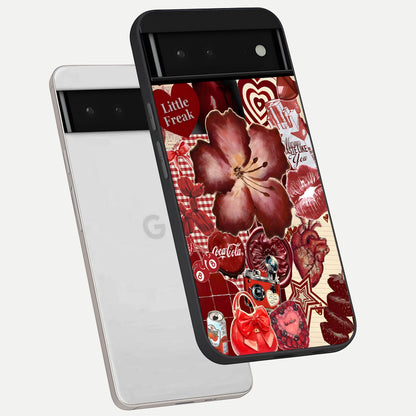  Aesthetic Little Freak phone case For Google Pixel 6 showing premium glass back cover with detailed artwork