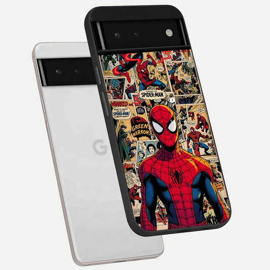  Aesthetic Spider phone case For Google Pixel 6 showing premium glass back cover with detailed artwork