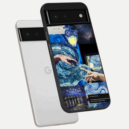 Aesthetic Vando Hands phone case For Google Pixel 6 showing premium glass back cover with detailed artwork