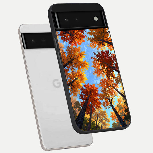 Autumn Sky Rise phone case For Google Pixel 6 showing premium glass back cover with detailed artwork